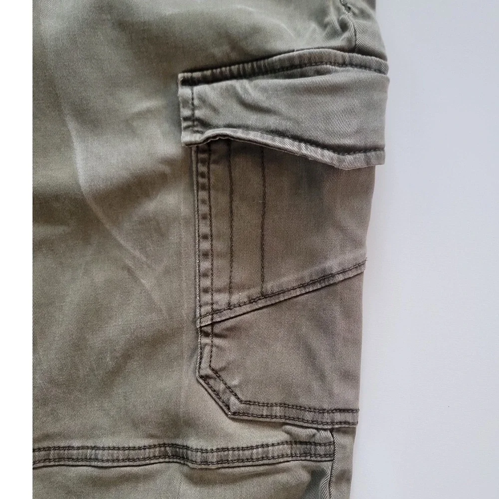H&M LOGG Women Olive Green Skinny Cargo Pants Utility Slim Fit Size 10 0613666 9